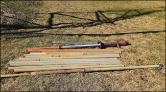 Well pipe peices on ground