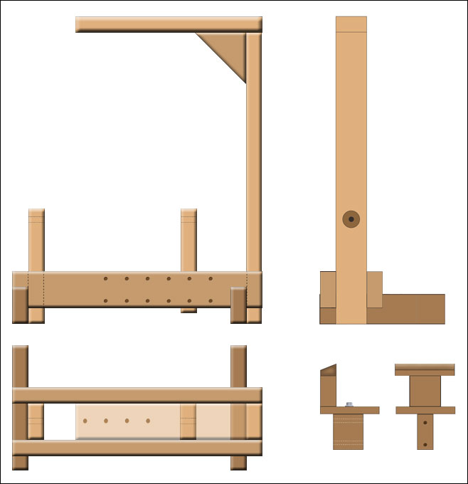 Spring Pole Lathe - Layout Drawing